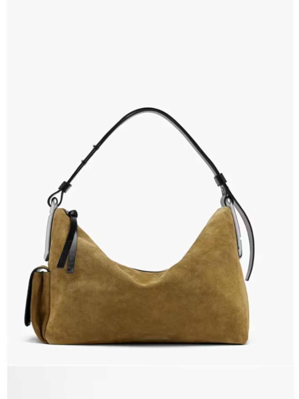 Scene Large Shoulder Bag In Suede- Hazlenut